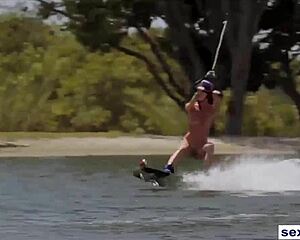 badass tanned playboy models strip bikinis to flash big tits asses and go wild nude