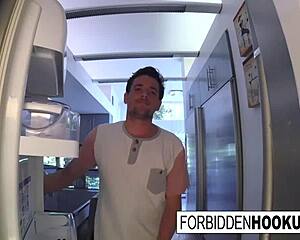 uhh food delivery guy turns into banging my stepsis with a massive facial cumshot oops