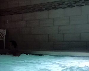 Muscle man pounds in public jacuzzi with dirty talk