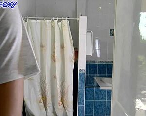 wanna see this naughty girl fuck dads friend doggy behind his back cum mouth finish?