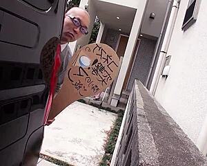 skinny japanese mature nympho masturbates wildly with dildo for neighbor