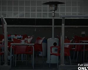 flirtatious frida sante rooftop anal with cum on face kissing brunette