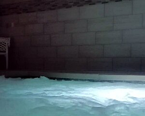 Muscle man pounds in public jacuzzi with dirty talk