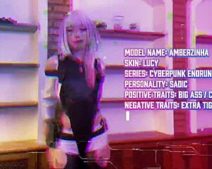 Zne cosplay Lucy from Cyberpunk makes me moan with petite Latina Amberzinha's riding skills