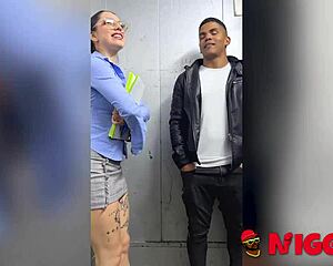 our naughty secretary roma amor teases then rides black cock hard 🍫😏