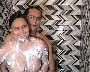 cum in my mouth during hot bathroom sex with big cock and tits