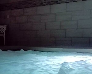 Muscle man pounds in public jacuzzi with dirty talk