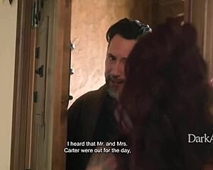 Babysitter sneaks rough fuck on family couch