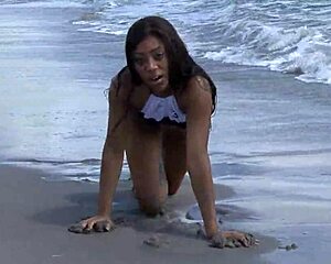 Ebony Fat Ass Waves on Florida Beach While Public Dildo Stretches Wet Pussy
