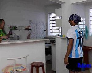 My chubby neighbor milf celebrates copa america victory riding my cock fully