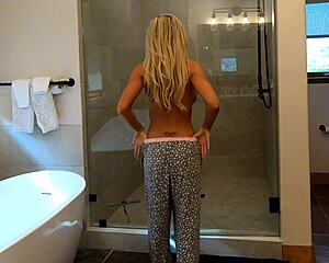 i caught my husbands muscular friend spying on my big tits ass in the shower 💦😈🫦🚿