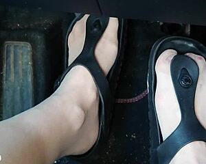 Pumping Feet In Birkenstocks Up Close