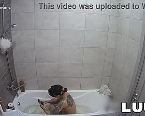 hey emily's tattooed body looks so hot flashing tits on our private call