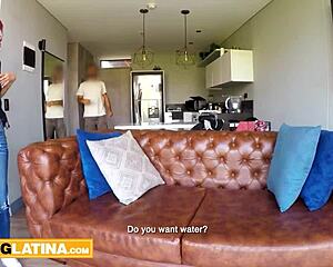 oh man, petite red latina melissa's pierced nipples harden as she turns hoe on casting couch for anal