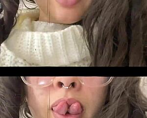 Croatian brunette with pierced nipples and tattoos pees on european plane trip