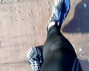 testing my new barfuß shoes outdoors in leggings feeling sexy and free