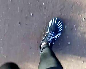 testing my new barfuß shoes outdoors in leggings feeling sexy and free