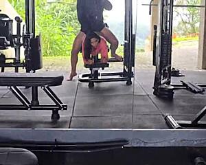 guy pounds hot brunette kel macettare at condo gym