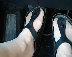 Pumping Feet In Birkenstocks Up Close