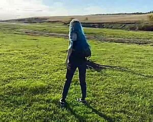 Russian Student Slut Gets Creampie in Tight Pussy During Street Doggy