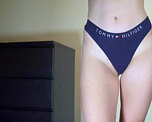 does sexy schoolgirl's hairy big pussy lips cameltoe burst thru cotton panties?