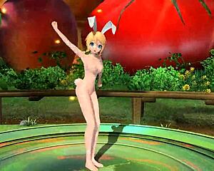 kagamine rin bares big tits ass in project diva nude mod
