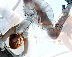 Milf bride strips leather corset boots on honeymoon day one