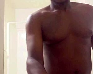 she strips down and fingers her ass in front of the mirror selfie