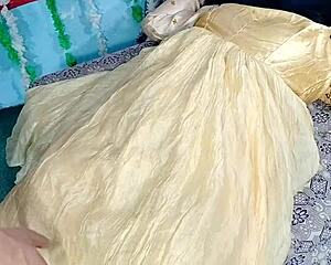 yellow sari desi bride's pussy hammered by huge indian cock at wedding