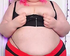 Chubby bbw nerd in tight leggings strips teasing huge ass belly panties see through nylon workout rip