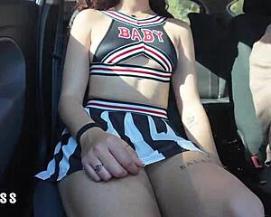 Stepdad fingers cheerleader teen's tight pussy on drive home, will she squirt?