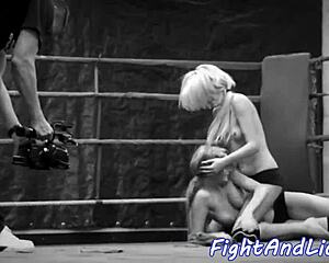 damn! petite euro babe wrestles busty lesbian in wild titfight!!
