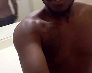 she strips down and fingers her ass in front of the mirror selfie