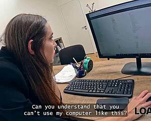 dirty czech wife seduces in office game with stockings and hardcore sex