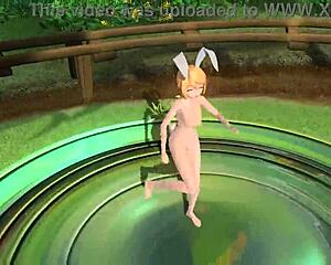 kagamine rin bares big tits ass in project diva nude mod