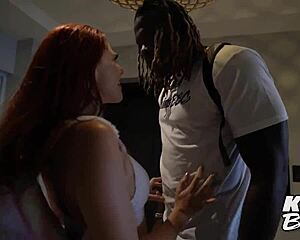 Redhead milf loses it riding huge black cock wildly