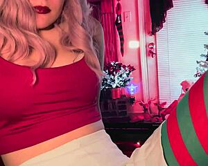 Watch this amateur couple tease in lingerie then fuck hot doggystyle bent over for xmas sex