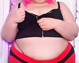 Chubby bbw nerd in tight leggings strips teasing huge ass belly panties see through nylon workout rip