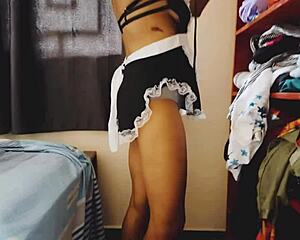 maid's tight asshole stretched raw by huge black cock no lube creampie finish