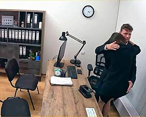 dirty czech wife seduces in office game with stockings and hardcore sex
