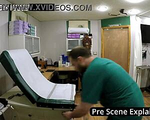 nurse sneaks into exam room vibes pussy to cum