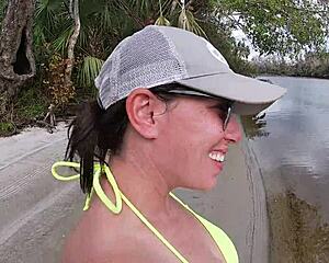 busty milf diamond, fishing turns into public outdoor ass fucking by couple?