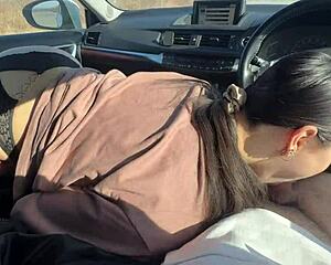 Fucked my friend's tight pussy in car while her boyfriend waits outside