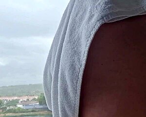 Shower steam leads to window orgasm blast solo