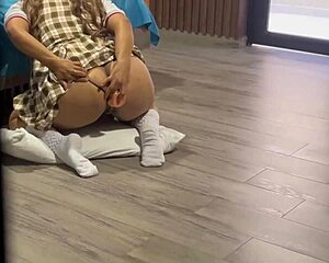 i can't believe how this hot pervert surprises big ass school uniform girl fucking her tight asshole and masturbating till huge cumshot on floor