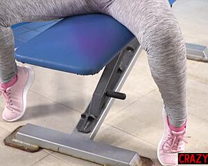 big tits teen needs workout help, ends up deepthroating friend's cock