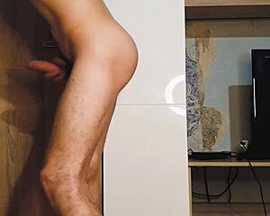 watch this big dick bodybuilder moan and cum hard solo