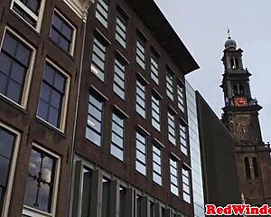 dutch hooker pleasures throbbing cock with lips and fist