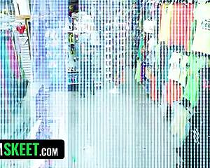 turns out she's not that pregnant - watch her suck and fuck like a naughty teen thief in shop bust