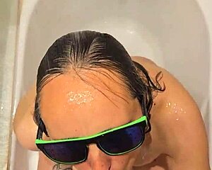 Hot Wife's Steamy Bathtub Blowjob and Handjob with Fiery Red Nails